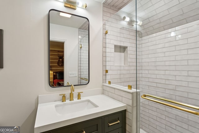 4584 E Conway Dr, Atlanta, GA 30327 - full bathroom featuring vanity and a stall shower