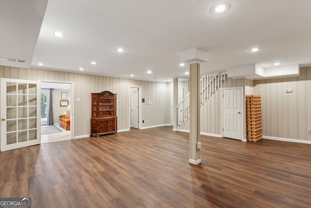 4584 E Conway Dr, Atlanta, GA 30327 - finished basement with stairs, recessed lighting, baseboards, and wood finished floors