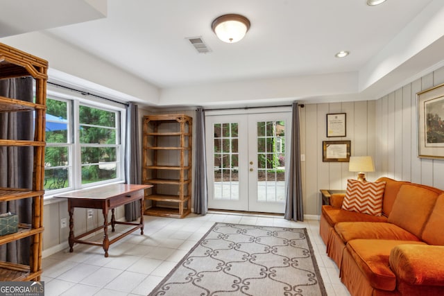 4584 E Conway Dr, Atlanta, GA 30327 - doorway to outside with french doors, light tile patterned floors, and visible vents