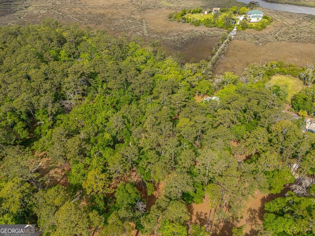 birds eye view of property with a view of trees