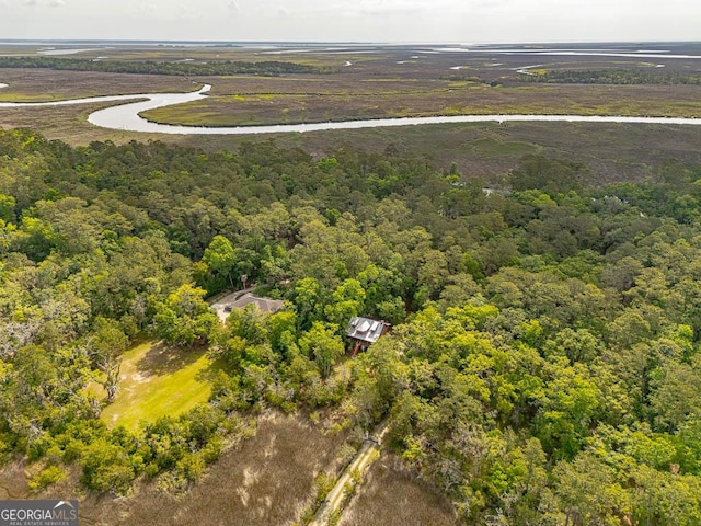 aerial view with a wooded view