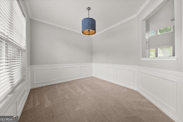 145 Redsage Rdg, Atlanta, GA 30349 - carpeted empty room featuring wainscoting, crown molding, and a decorative wall