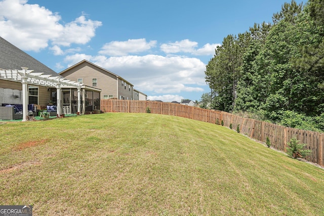 view of yard featuring a pergola
