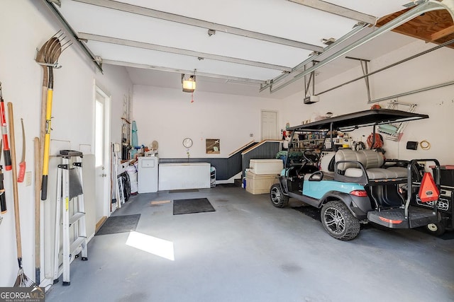 garage with a garage door opener