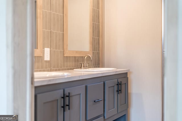 92 Wood Duck Ln, Folkston, GA 31537 - bathroom featuring backsplash, tile walls, and vanity