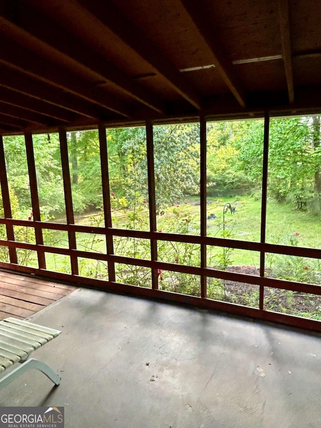 view of unfurnished sunroom