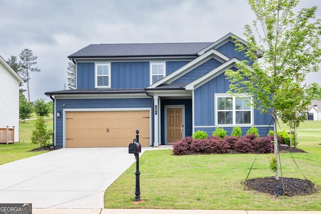 181 Sweet Briar Way, Homer, GA 30547 - view of front of house with board and batten siding, a garage, and a front yard