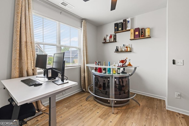 181 Sweet Briar Way, Homer, GA 30547 - office featuring a dry bar, wood finished floors, and a ceiling fan
