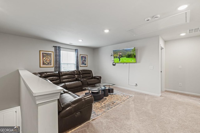 181 Sweet Briar Way, Homer, GA 30547 - living area with attic access, light carpet, and recessed lighting