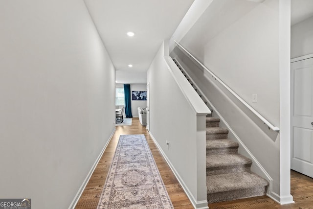 181 Sweet Briar Way, Homer, GA 30547 - stairs with wood finished floors and recessed lighting