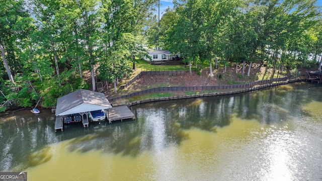 370 David Williams, Sparta, GA 31087 - dock area featuring a water view, fence, and boat lift