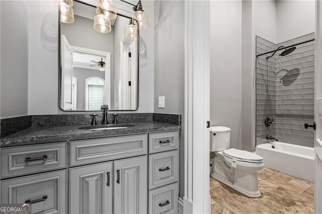 1101 N Flat Rock Rd, Douglasville, GA 30134 - bathroom featuring vanity, washtub / shower combination, and toilet