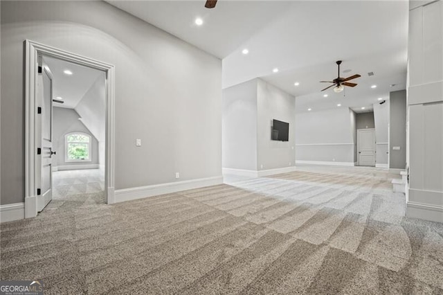 1101 N Flat Rock Rd, Douglasville, GA 30134 - unfurnished room featuring baseboards, recessed lighting, ceiling fan, and light carpet