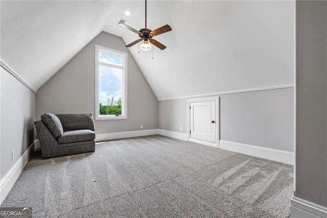 1101 N Flat Rock Rd, Douglasville, GA 30134 - bonus room with baseboards, carpet flooring, ceiling fan, and vaulted ceiling