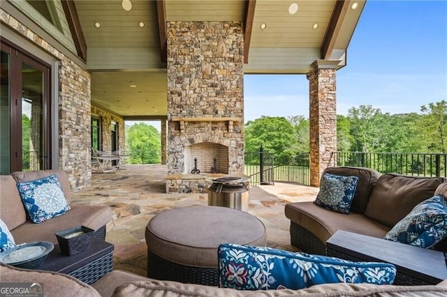 1101 N Flat Rock Rd, Douglasville, GA 30134 - view of patio / terrace featuring an outdoor living space with a fireplace