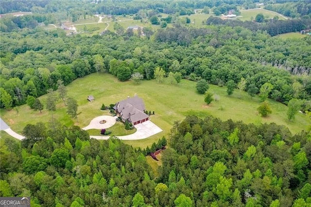 1101 N Flat Rock Rd, Douglasville, GA 30134 - birds eye view of property featuring a forest view