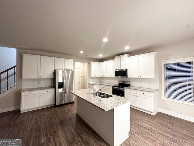 51 Donegal Ct, Dallas, GA 30132 - kitchen featuring a sink, baseboards, stainless steel appliances, and dark wood-type flooring