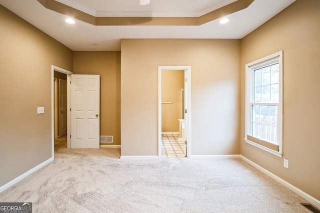 1008 Walnut Creek Dr, Woodstock, GA 30188 - unfurnished bedroom featuring visible vents, recessed lighting, carpet floors, and ornamental molding