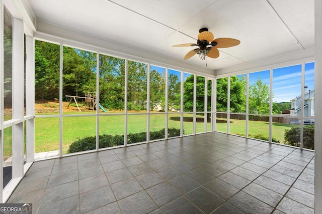 4572 Mulberry Fields Ln, Auburn, GA 30011 - unfurnished sunroom with ceiling fan