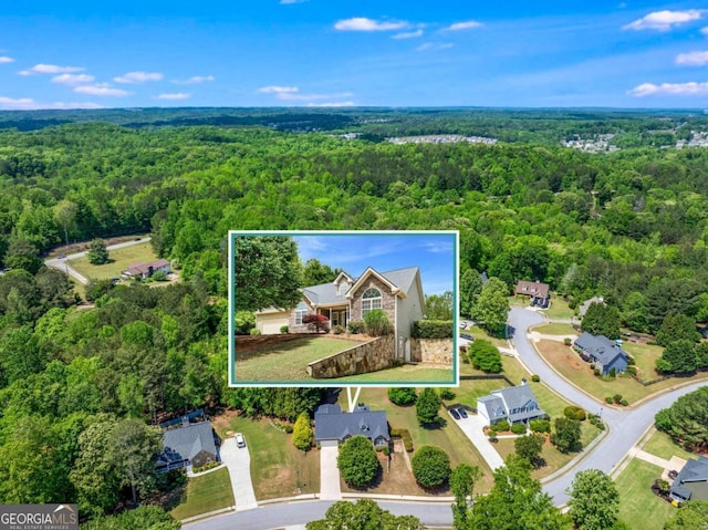 4572 Mulberry Fields Ln, Auburn, GA 30011 - birds eye view of property with a wooded view