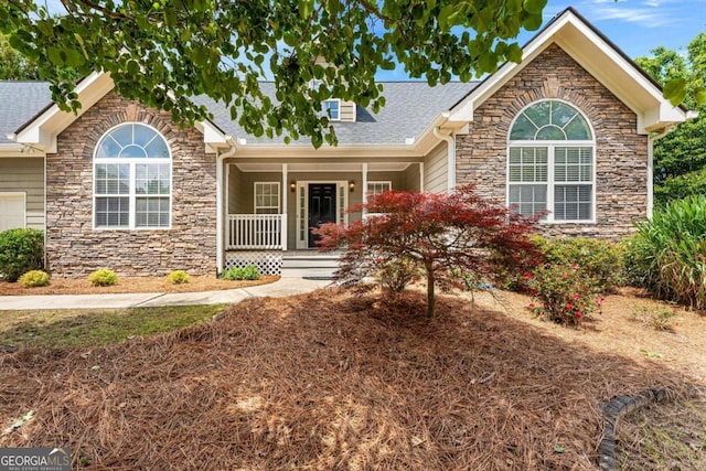 4572 Mulberry Fields Ln, Auburn, GA 30011 - single story home featuring covered porch, roof with shingles, and stone siding