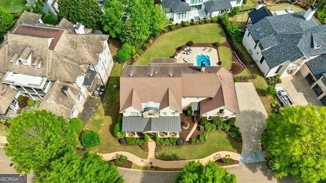 drone / aerial view with a residential view