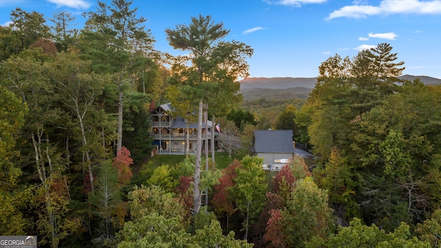 709 Laurel Creek Trl, Blue Ridge, GA 30513 - aerial view featuring a mountain view and a forest view