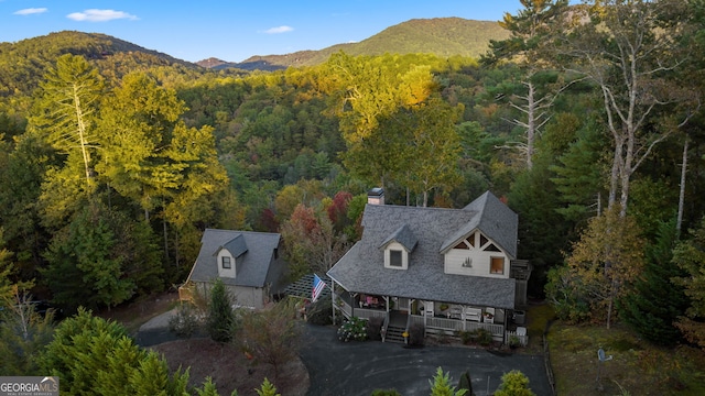 709 Laurel Creek Trl, Blue Ridge, GA 30513 - drone / aerial view with a mountain view and a wooded view