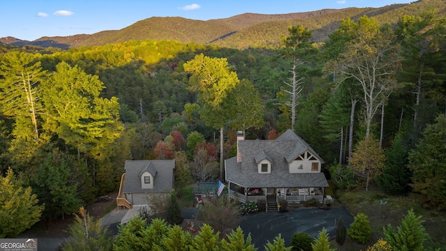 709 Laurel Creek Trl, Blue Ridge, GA 30513 - birds eye view of property with a mountain view and a wooded view