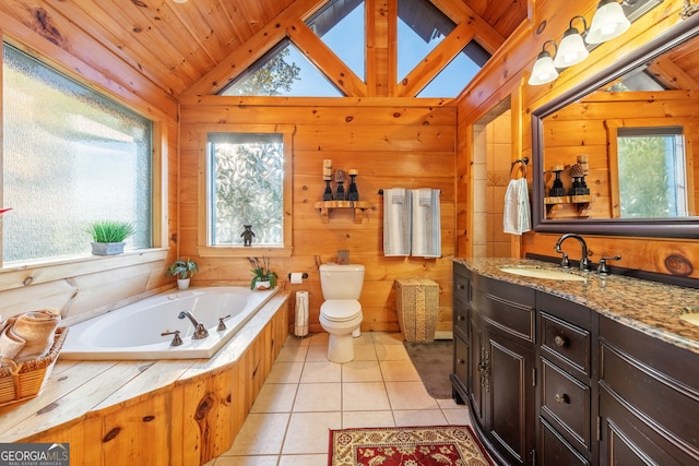 709 Laurel Creek Trl, Blue Ridge, GA 30513 - full bathroom with a bath, toilet, plenty of natural light, and tile patterned flooring