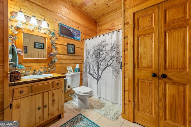 709 Laurel Creek Trl, Blue Ridge, GA 30513 - full bath featuring wooden walls, toilet, tile patterned flooring, and vanity