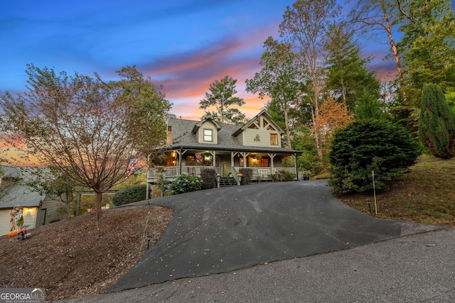 709 Laurel Creek Trl, Blue Ridge, GA 30513 - view of front of home featuring a porch and curved driveway