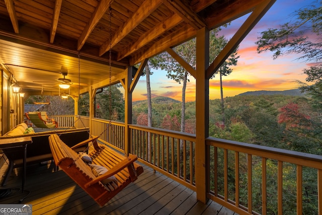 709 Laurel Creek Trl, Blue Ridge, GA 30513 - deck with a mountain view and a forest view