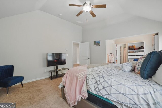 11028 Southwood Dr, Hampton, GA 30228 - bedroom featuring light colored carpet, ceiling fan, and lofted ceiling