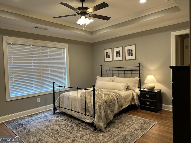 20 Wagon Trl, Mansfield, GA 30055 - bedroom with a raised ceiling, ornamental molding, wood finished floors, and visible vents