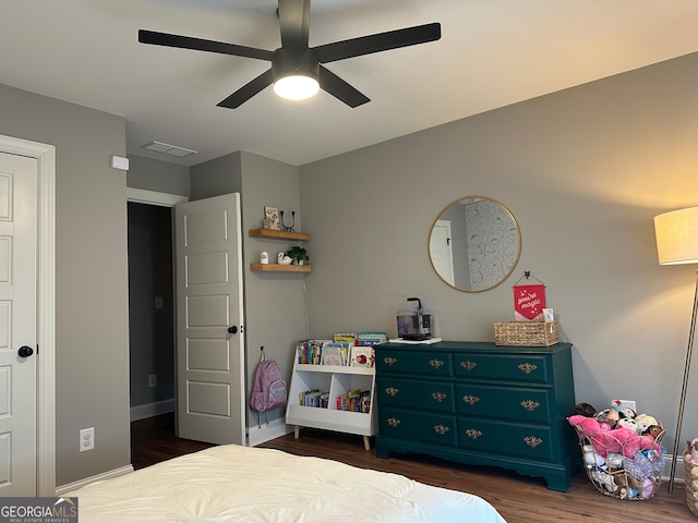 20 Wagon Trl, Mansfield, GA 30055 - bedroom featuring ceiling fan, visible vents, dark wood-style floors, and baseboards