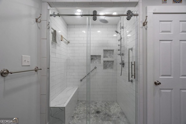 full bathroom with a stall shower