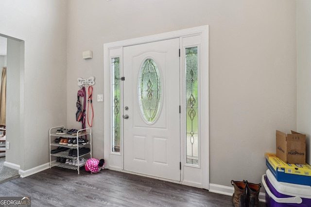 4015 Soaring Dr, Douglasville, GA 30135 - foyer featuring baseboards and wood finished floors