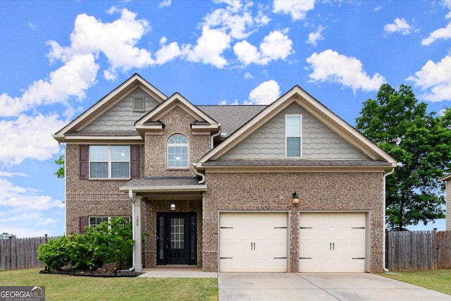 188 Lookout Way, Dallas, GA 30132 - view of front of property featuring fence, concrete driveway, a front lawn, and brick siding