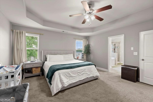 188 Lookout Way, Dallas, GA 30132 - bedroom featuring carpet floors, a raised ceiling, visible vents, and multiple windows