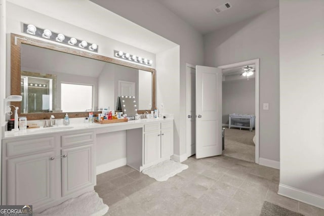188 Lookout Way, Dallas, GA 30132 - full bathroom with double vanity, baseboards, visible vents, and a sink