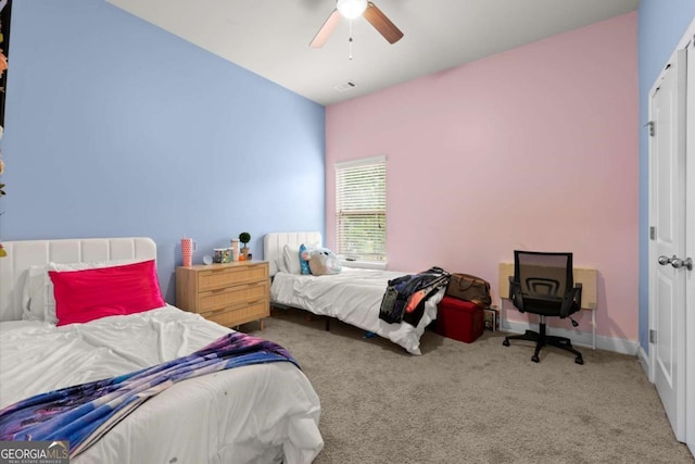 188 Lookout Way, Dallas, GA 30132 - bedroom with visible vents, a ceiling fan, and carpet