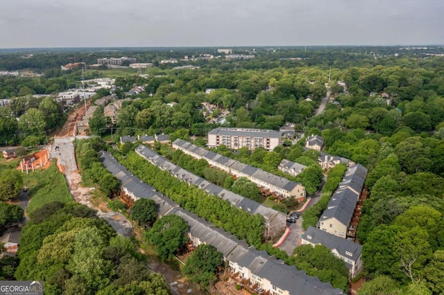 bird's eye view with a view of trees