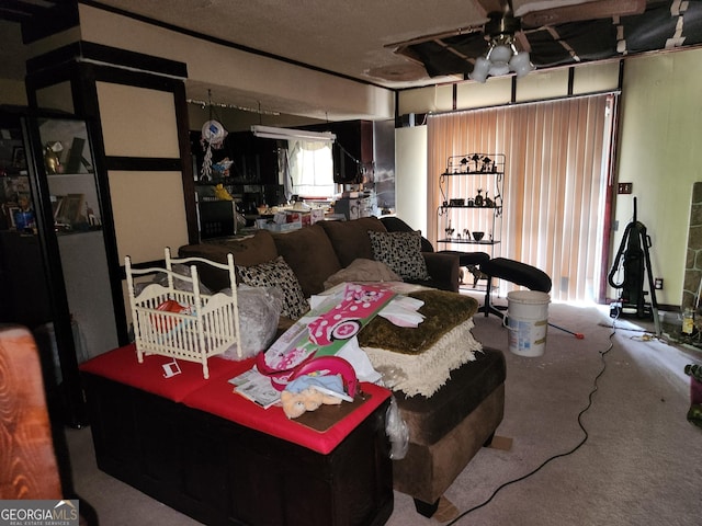 3976 Mosley Dr, Columbus, GA 31903 - living room with carpet floors and a ceiling fan