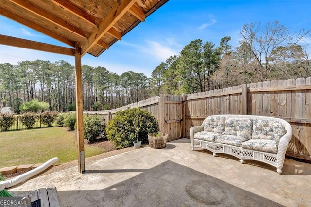 view of patio with a fenced backyard