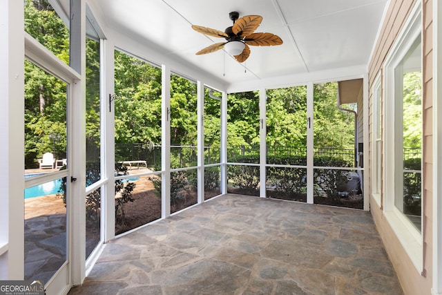 679 Gold Valley Pass, Canton, GA 30114 - unfurnished sunroom with a healthy amount of sunlight and ceiling fan