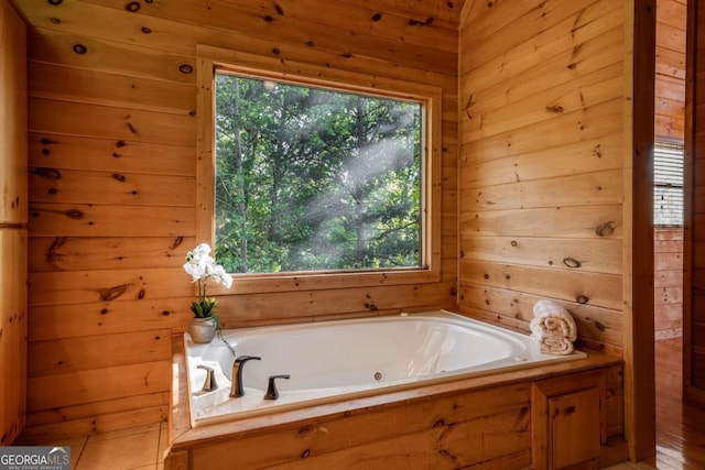 433 Spruce Cir, Mineral Bluff, GA 30559 - full bath with wooden walls and a bath