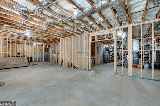 view of unfinished basement