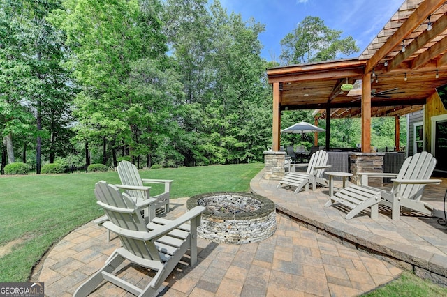 6413 Maple Park Ln, Hoschton, GA 30548 - view of patio / terrace featuring a fire pit