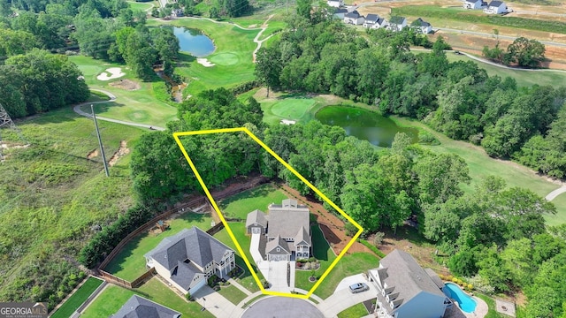 6413 Maple Park Ln, Hoschton, GA 30548 - aerial view featuring a water view, golf course view, and a residential view